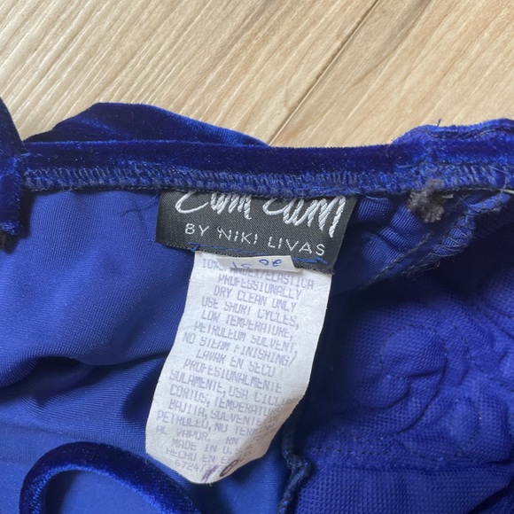 Cum cum by Nikki Livas evening blue velvet maxi dress with high leg slit - Picture 6 of 6